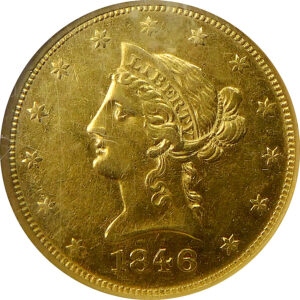 1846 $10 Gold Liberty Head Eagle - NGC AU 55
