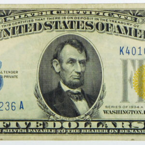 1934A $5 Silver Certificate - WWII North Africa Emergency Issue