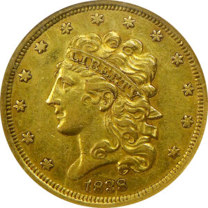 1838 $5 Gold Classic Head Half Eagle - NGC AU 53