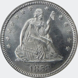 1858 Seated Liberty Quarter - NGC MS 65