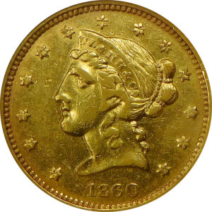 1860 $5 Clark Gruber - Colorado Gold - NGC AU 58