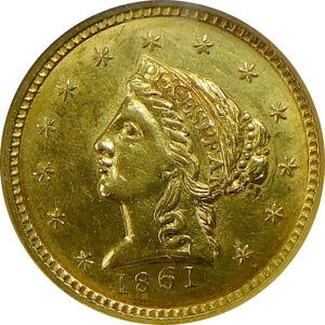 1861 $2.5 Clark Gruber - Colorado Gold - NGC MS 61