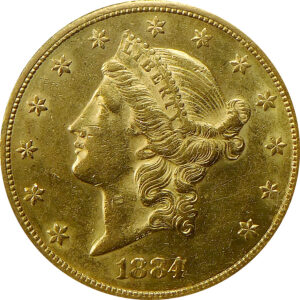 1884-CC $20 Gold Liberty Head Double Eagle - NGC AU 55