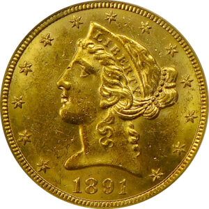 1891-CC $5 Gold Liberty Head Half Eagle - PCGS MS 62