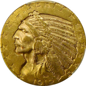 1912 $5 Gold Indian Head Half Eagle - PCGS MS 63