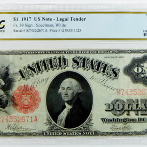 1917 $1 Legal Tender U.S. Note - Fr#39 - PCGS 30 Very Fine