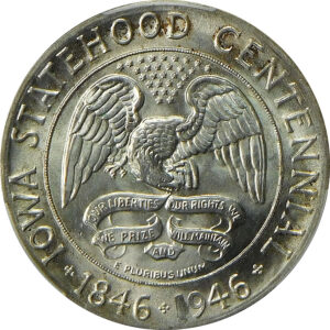 1946 Iowa Centennial Commemorative Silver Half Dollar - PCGS MS 64