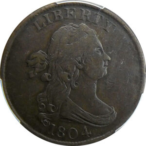 1804 Draped Bust Half Cent - PCGS VF 35 - Crosslet 4, Stems