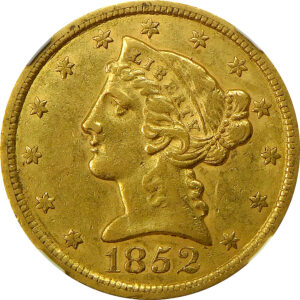 1852 $5 Gold Liberty Head Half Eagle - NGC AU 53