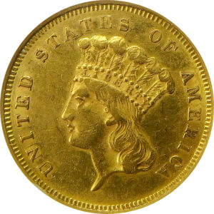1855 $3 Gold Princess Head - NGC AU 58