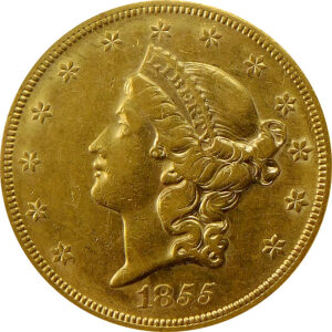 1855-S $20 Gold Liberty Head Double Eagle - NGC AU 50
