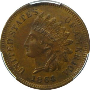 1864 L on Ribbon Indian Head Cent - PCGS AU 58