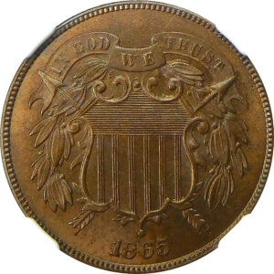 1865 Two-Cent Piece - NGC MS 66 Brown
