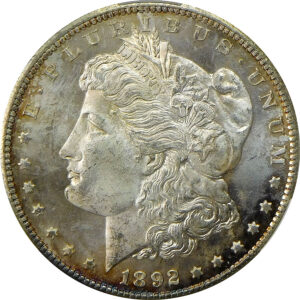 1892-CC Morgan Silver Dollar - CAC MS 64+ - Dark Reverse Toning