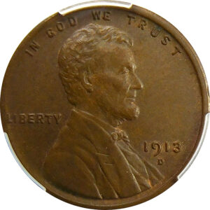 1913-D Lincoln Wheat Cent - PCGS MS 63 Brown