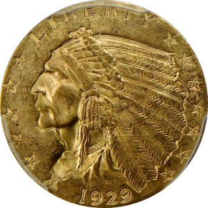 1929 $2.5 Gold Indian Head Quarter Eagle - PCGS MS 63