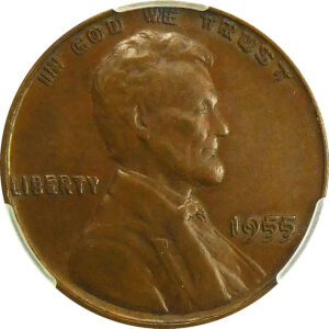 1955 Lincoln Wheat Cent - CAC AU 55 Brown - Doubled Die Obverse - CAC