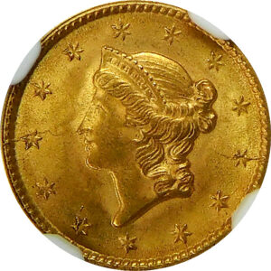 1853 $1 Gold Liberty Head - NGC MS 64