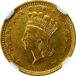 1857-C $1 Gold Indian Princess Head - NGC AU 53