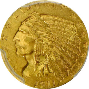 1911 $2.5 Gold Indian Head Quarter Eagle - PCGS MS 62