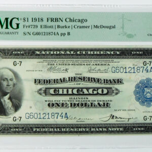 1918 $1 Federal Reserve Bank Note Chicago - Fr#729 - PMG 45 Choice Extremely Fine