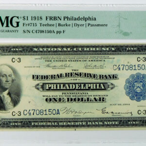 1918 $1 Federal Reserve Bank Note Philadelphia - Fr#715 - PMG 40 Extremely Fine