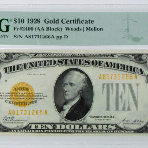 1928 $10 Gold Certificate - Fr#2400 - PMG 64 Choice Uncirculated EPQ
