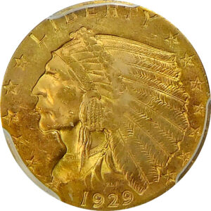 1929 $2.5 Gold Indian Head Quarter Eagle - PCGS MS 63