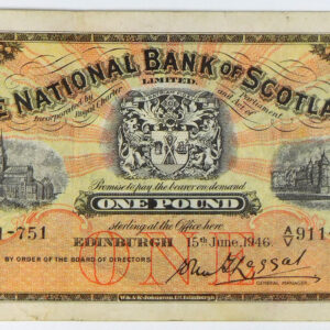 1946 National Bank of Scotland 1 Pound - Pick 258b