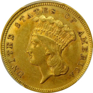 1854 $3 Gold Princess Head - PCGS AU 58