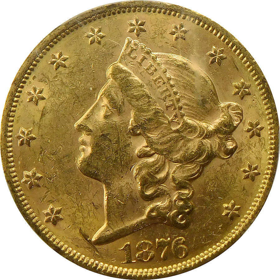 1876 $20 Gold Liberty Head Double Eagle - PCGS MS 61 - Granite Lady Hoard
