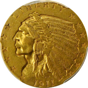 1911-D Strong D $2.5 Gold Indian Head Quarter Eagle - PCGS AU 55