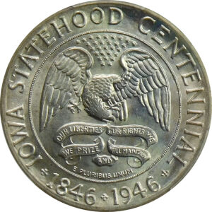 1946 Iowa Centennial Commemorative Silver Half Dollar - PCGS MS 66