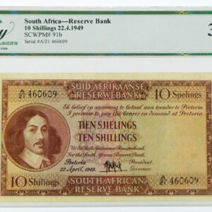 1949 South Africa 10 Shillings - Pick 91b - Legacy 35 Very Fine PPQ - Rickey Collection