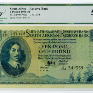 1958 South Africa 1 Pound - Pick 93d - Legacy 53 About New PPQ - Rickey Collection