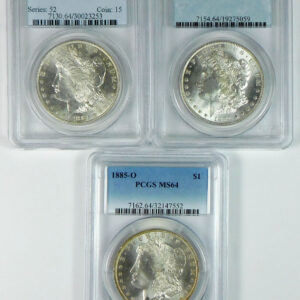 1881-S, 1884-O & 1885-O Morgan Silver Dollar Set - PCGS MS 64