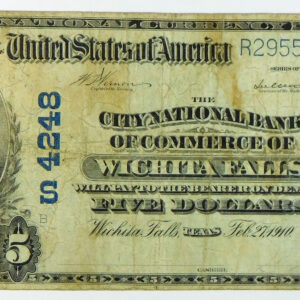 1902 PB $5 City National Bank of Commerce of Wichita Falls, Texas - CH# 4248