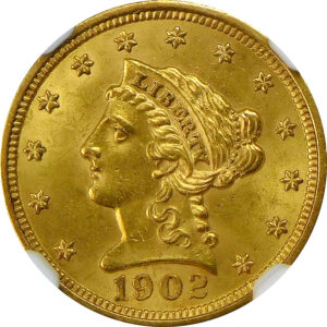 1902 $2.5 Gold Liberty Head Quarter Eagle - NGC MS 62