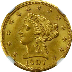 1907 $2.5 Gold Liberty Head Quarter Eagle - NGC MS 63