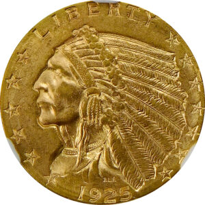 1925-D $2.5 Gold Indian Head Quarter Eagle - NGC MS 62
