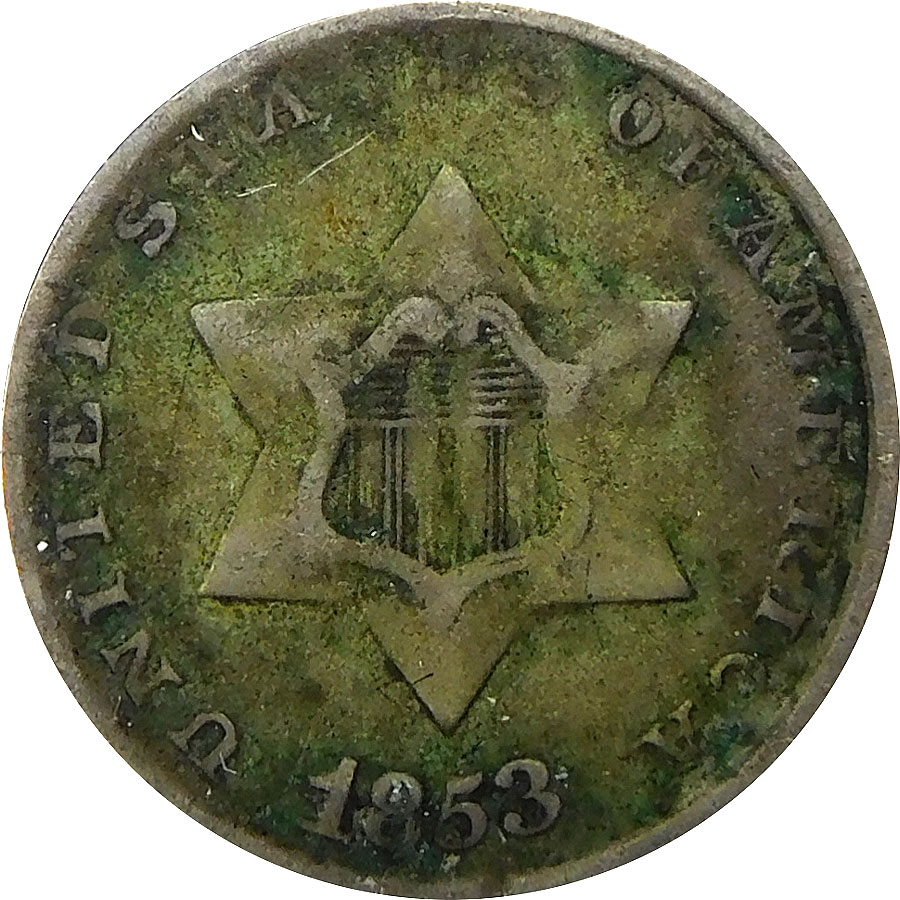 1853 Three Cent Silver - Fine