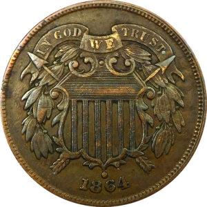1864 Large Motto Two-Cent Piece - XF