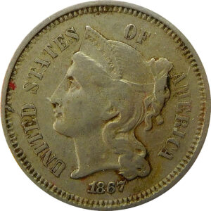1867 Three Cent Nickel - VF+