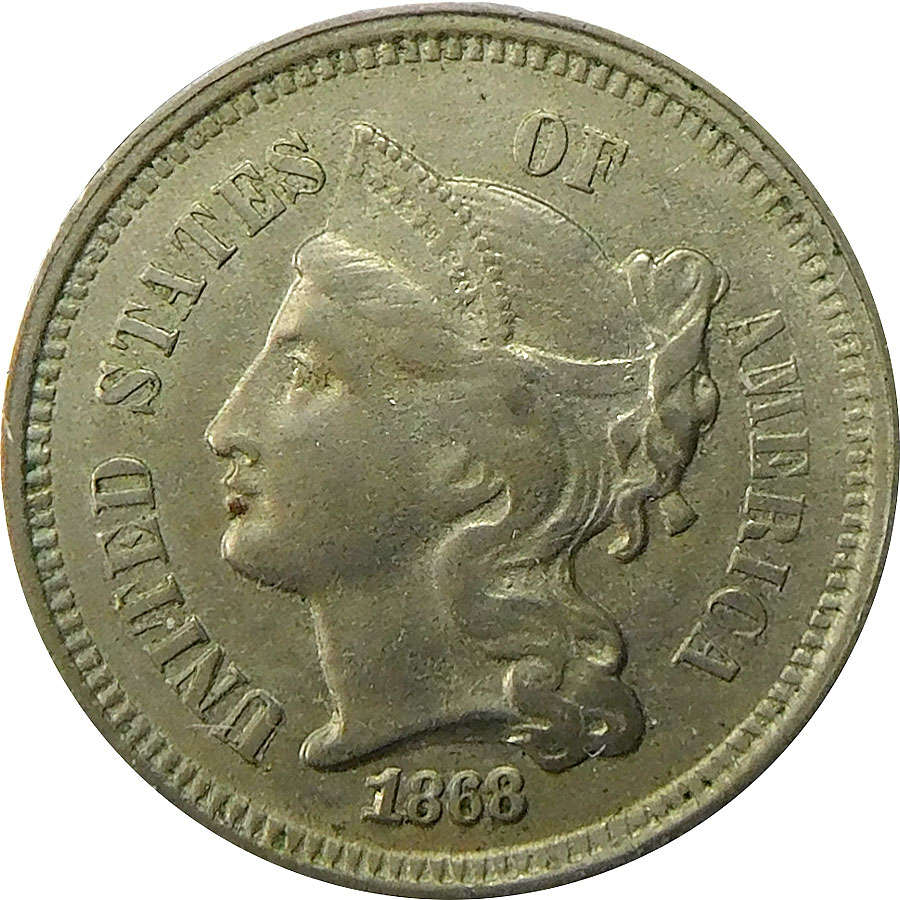 1868 Three Cent Nickel - XF