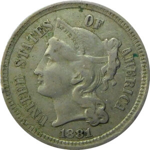 1881 Three Cent Nickel - XF 45