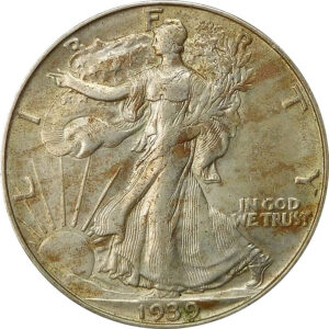 1939-D Walking Liberty Half Dollar - AU 55