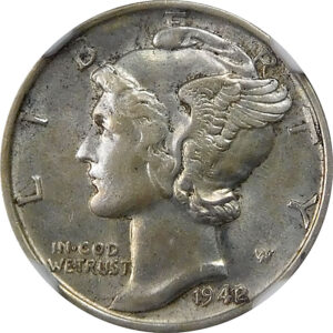 1942/41 Mercury Dime - NGC AU 55