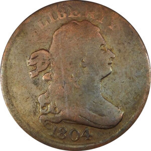 1804 Crosslet 4 with Stems Draped Bust Half Cent - Good