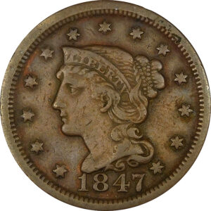 1847 Braided Hair Large Cent - XF