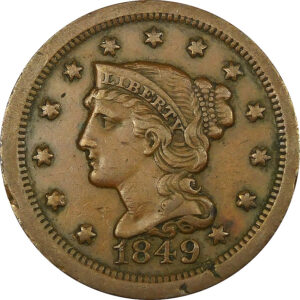 1849 Braided Hair Large Cent - XF
